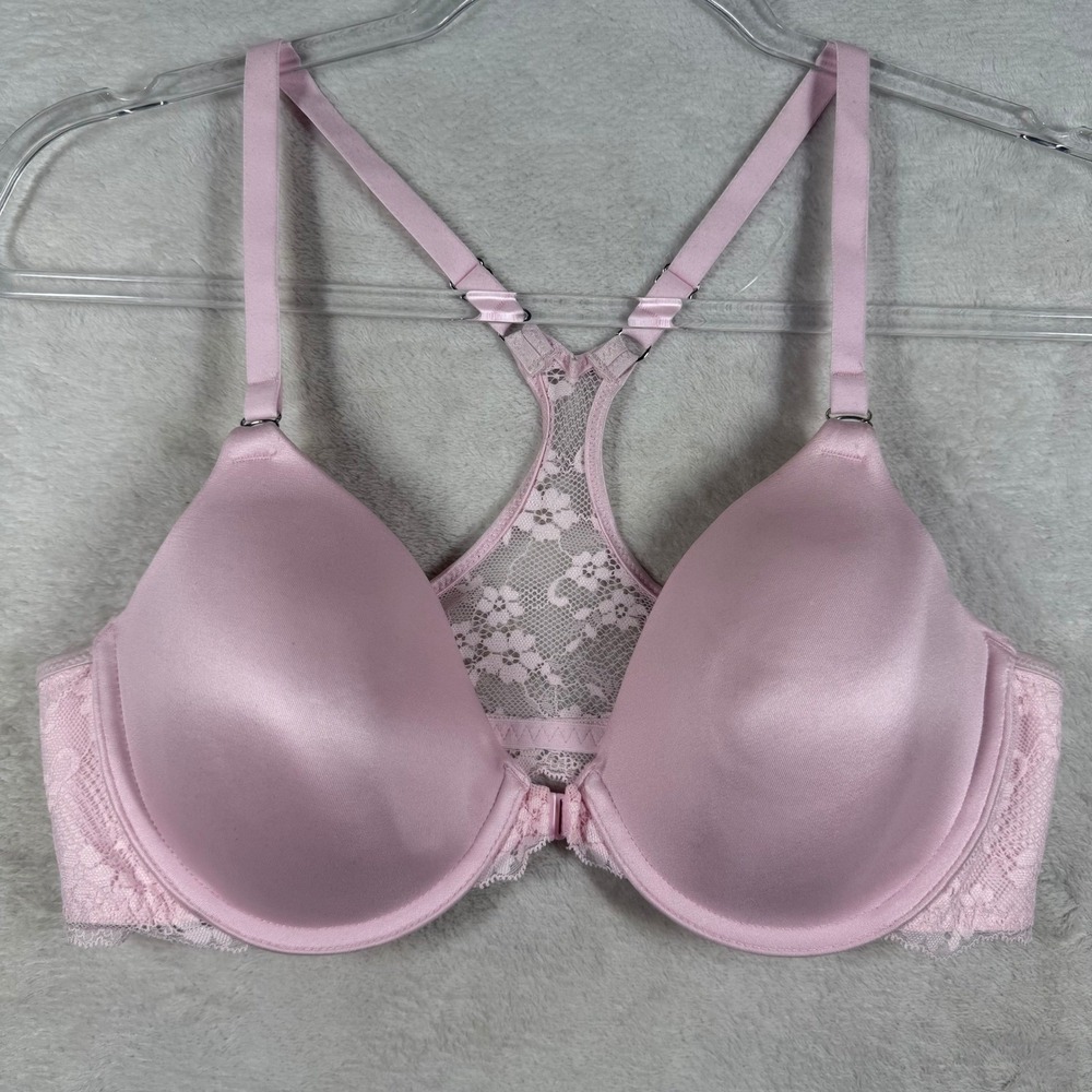 Maidenform 07112 Pink Lace Racerback Front Closure Underwire Bra 36B